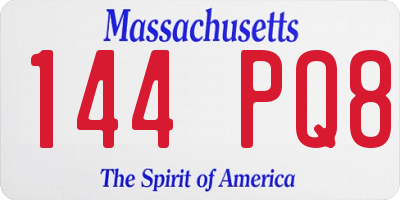 MA license plate 144PQ8