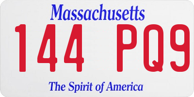 MA license plate 144PQ9