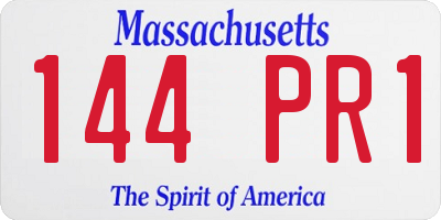 MA license plate 144PR1