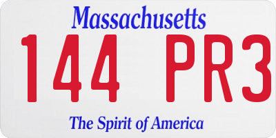 MA license plate 144PR3