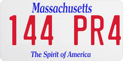 MA license plate 144PR4