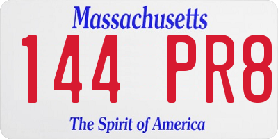 MA license plate 144PR8