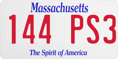 MA license plate 144PS3