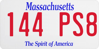 MA license plate 144PS8