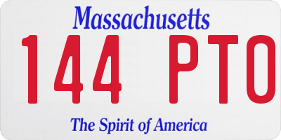 MA license plate 144PT0