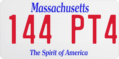 MA license plate 144PT4