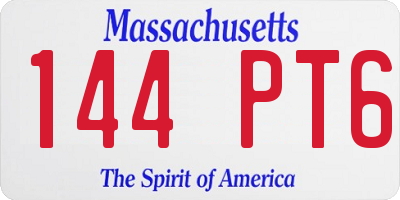 MA license plate 144PT6