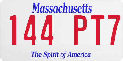 MA license plate 144PT7