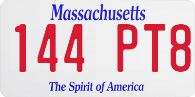 MA license plate 144PT8