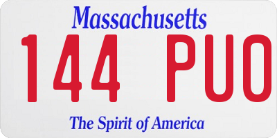 MA license plate 144PU0