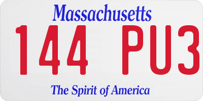 MA license plate 144PU3