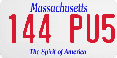 MA license plate 144PU5