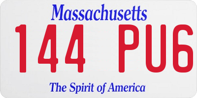 MA license plate 144PU6
