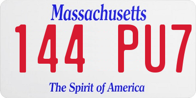 MA license plate 144PU7