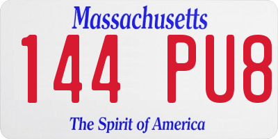 MA license plate 144PU8