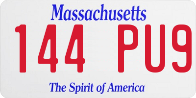 MA license plate 144PU9