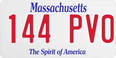 MA license plate 144PV0