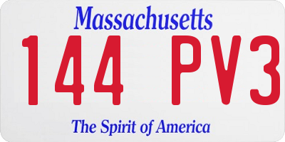 MA license plate 144PV3