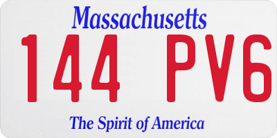 MA license plate 144PV6