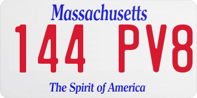 MA license plate 144PV8
