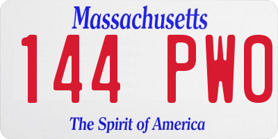 MA license plate 144PW0