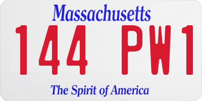MA license plate 144PW1