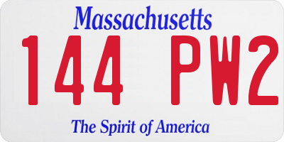 MA license plate 144PW2