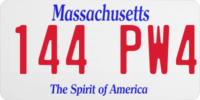 MA license plate 144PW4