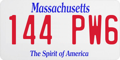 MA license plate 144PW6