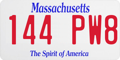 MA license plate 144PW8