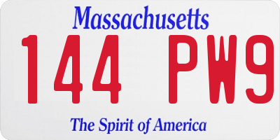 MA license plate 144PW9