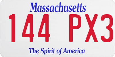 MA license plate 144PX3