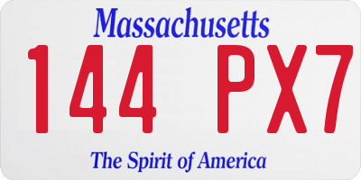 MA license plate 144PX7