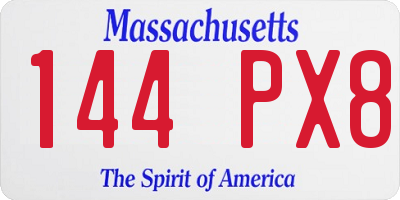 MA license plate 144PX8