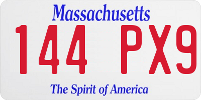 MA license plate 144PX9