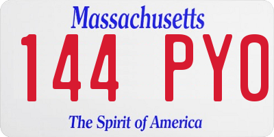 MA license plate 144PY0