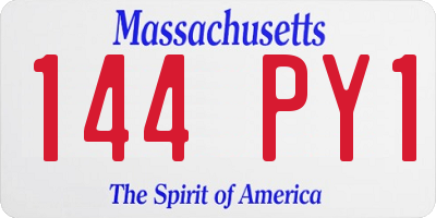 MA license plate 144PY1