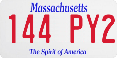 MA license plate 144PY2