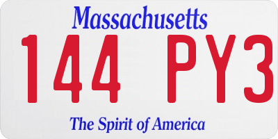 MA license plate 144PY3
