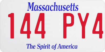 MA license plate 144PY4