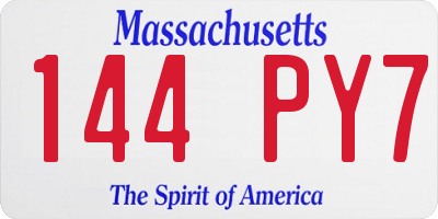 MA license plate 144PY7