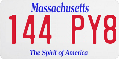 MA license plate 144PY8