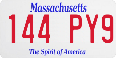 MA license plate 144PY9