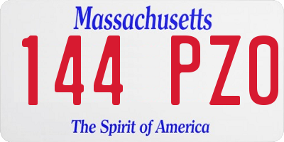 MA license plate 144PZ0