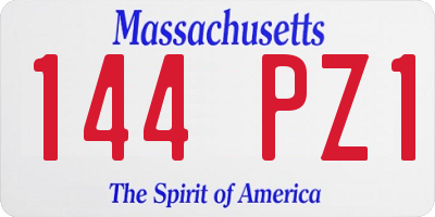 MA license plate 144PZ1