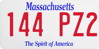 MA license plate 144PZ2