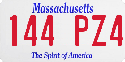 MA license plate 144PZ4