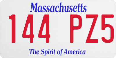 MA license plate 144PZ5