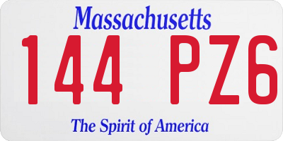 MA license plate 144PZ6
