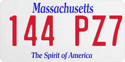 MA license plate 144PZ7